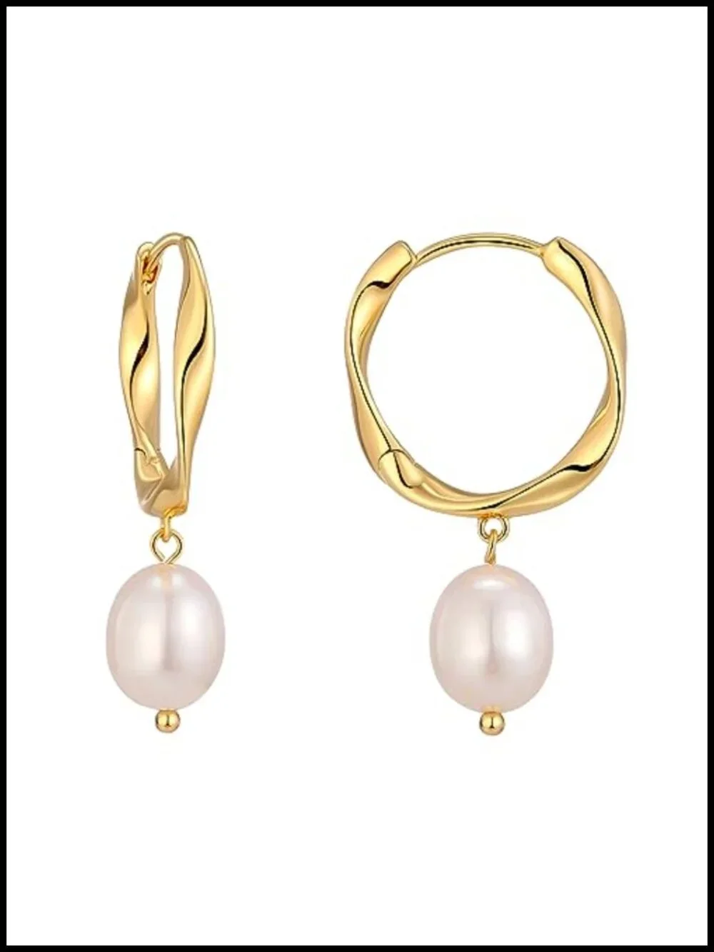 Pearl Drop Earrings for Women 18k Gold Plated Huggie Hoop Bridesmaid Jewelry